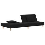 vidaXL Canapé-lit à 2 places avec deux oreillers noir tissu
