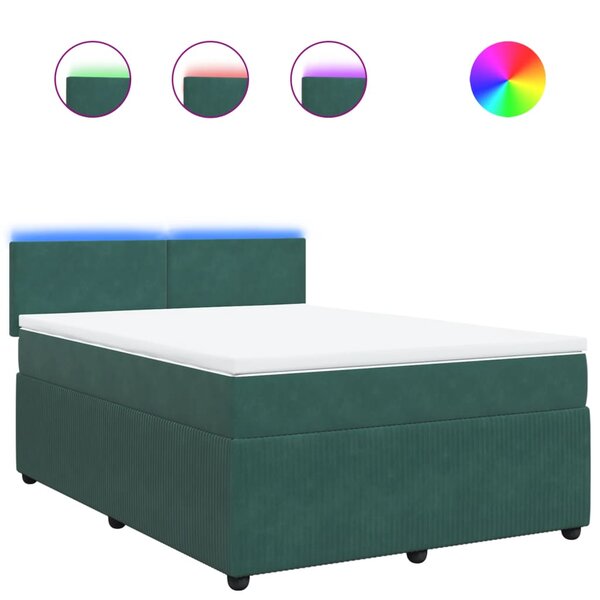 vidaXL Sommier à lattes de lit et matelas Vert foncé 140x200cm Velours