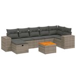 vidaXL Salon de jardin 8 Pièces avec coussins gris résine tressée