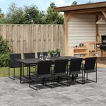 vidaXL Ensemble à manger de jardin 9 Pièces noir textilène