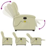 vidaXL Fauteuil inclinable de massage électrique crème cuir véritable