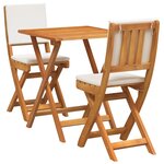 vidaxl Ensemble Bistro Pliable de 3 Pièces avec Coussins en Bois Massif d'Acacia