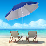 Parasol inclinable octogonal de plage Ø 150 cm tissu polyester haute densité anti-UV mât démontable sac de transport inclu bleu