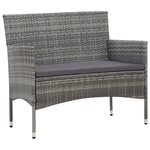 vidaXL Salon de jardin 5 Pièces avec coussins résine tressée gris