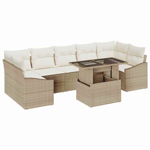 vidaXL Ensemble de canapé de jardin 8 Pièces beige et crème polyrotin