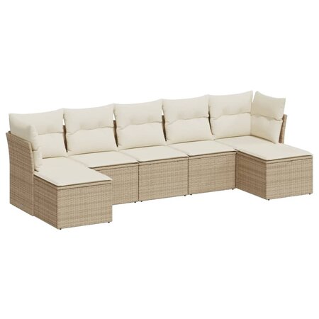 vidaXL Salon de jardin avec coussins 7 Pièces beige résine tressée