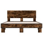 vidaXL Cadre de lit chêne fumé 120x190 cm bois d'ingénierie et métal