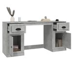 vidaXL Bureau avec armoire gris béton bois d'ingénierie