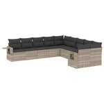 vidaXL Salon de jardin avec coussins 10 Pièces gris clair résine tressée