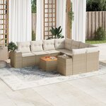 vidaXL Salon de jardin avec coussins 9 Pièces beige résine tressée