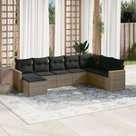vidaXL Salon de jardin 8 Pièces avec coussins gris résine tressée