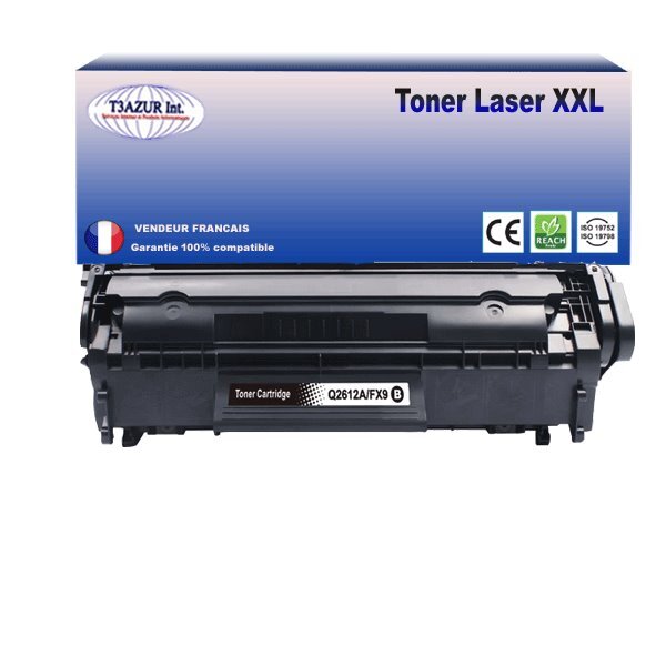 T3AZUR - Toner compatible avec Canon FX10 / FX9 / 703 pour Canon MF-4010  MF-4050  MF-4100  MF-4110  MF-4120 Noir - 2 000p