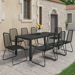 vidaXL Salon de jardin 9 Pièces Rotin PVC Noir