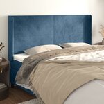 vidaXL Tête de lit avec oreilles Bleu foncé 163x16x118/128 cm Velours