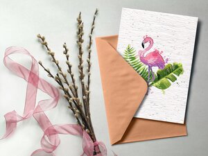 Carte à planter flamant rose