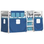 vidaXL Lit superposé avec rideaux bleu 90x200 cm bois pin massif