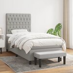 vidaXL Sommier à lattes de lit avec matelas Gris clair 100x200cm Tissu