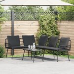 Set de canapé de jardin 2 pièces avec coussins en poly rotin noir