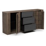 Enfilade MONACO - chêne et noir - 2 Portes + 3 Tiroirs - 206 x 44 9 x 94 cm