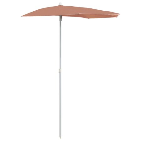 vidaXL Demi-parasol de jardin avec mât 180x90 cm Terre cuite