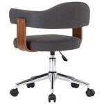 Chaise fauteuil siège pivotante de bureau informatique étude bois courbé et tissu gris 02_0024106