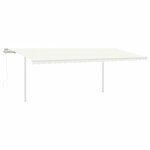 vidaXL Auvent automatique rétractable avec poteaux 6x3 5 m Crème