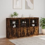 vidaXL Buffet avec lumières LED chêne fumé 181 5x37x100 cm