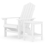 vidaXL Chaise de jardin Adirondack avec table PEHD Blanc