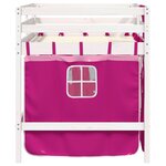 vidaXL Lit mezzanine enfants et rideaux rose 80x200cm bois pin massif