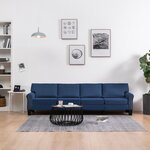 vidaXL Canapé à 4 places Bleu Tissu