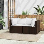 vidaXL Canapés d'angle de jardin et coussins2Pièces marron résine tressée