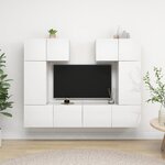 vidaXL Ensemble de meuble TV 6 Pièces Blanc brillant Aggloméré