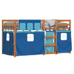 vidaXL Lit superposé avec rideaux bleu 90x200 cm bois pin massif