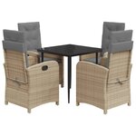 vidaXL Ensemble à manger de jardin coussins 5 Pièces mélange beige rotin