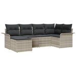 Ensemble de canapé de jardin 6 pièces avec coussins gris clair poly rattan