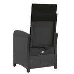 vidaXL Chaise inclinable de jardin avec coussins noir résine tressée