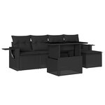 vidaXL Salon de jardin 6 Pièces avec coussins noir résine tressée