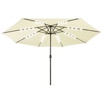 vidaXL Parasol d'extérieur avec LED et mât en métal 400 cm Sable