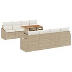 vidaXL 9 Pièces Ensemble de Salle à Manger de Jardin avec Coussins Beige Poly Rattan Acacia