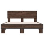 vidaXL Cadre de lit chêne marron 140x200 cm bois d'ingénierie et métal