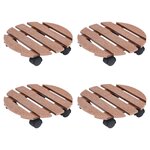 vidaXL Chariots à plantes 4 Pièces Marron Ø30x7 5 cm WPC