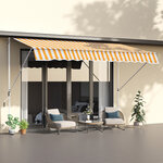 Store banne manuel rétractable 3L x 1 5l m inclinaison et hauteur réglable installation rapide métal alu polyester anti-UV jaune blanc rayé