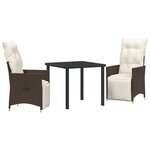 vidaXL Ensemble de salle à manger de jardin 3 pièces avec coussins Marron Poly Rattan