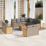 vidaXL Salon de jardin avec coussins 12 Pièces beige résine tressée