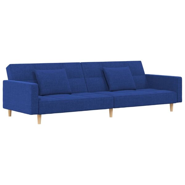 vidaXL Canapé-lit à 2 places avec deux oreillers bleu tissu