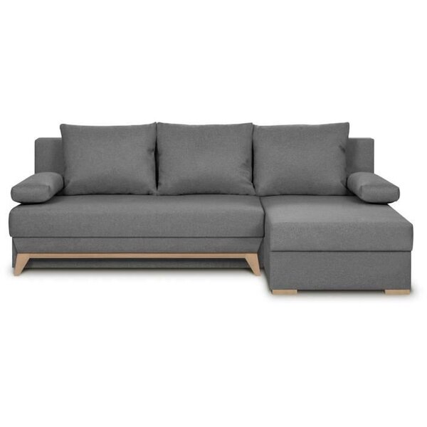 Canapé d'angle convertible - Tissu Gris - 197 x 91/132 x 82 cm - TEIJO