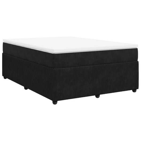 vidaXL Sommier à lattes de lit et matelas Noir 160x200 cm Velours