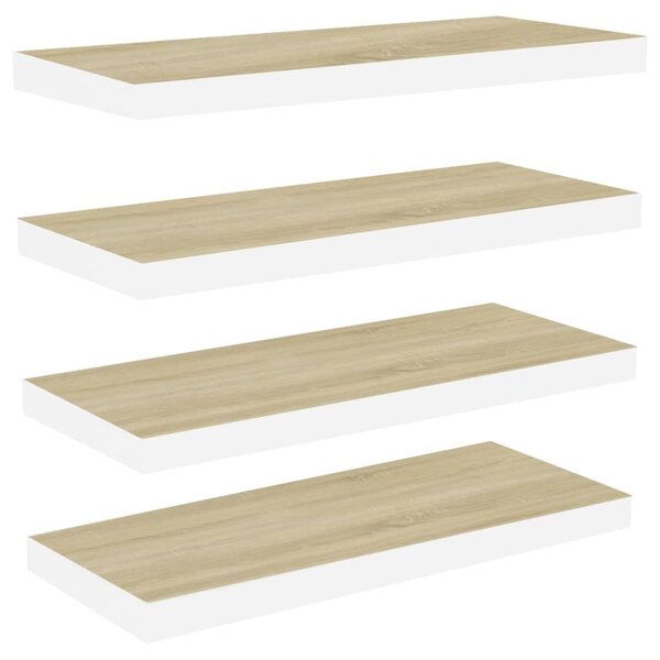 vidaXL Étagères flottantes 4 Pièces chêne et blanc 60x23 5x3 8 cm MDF