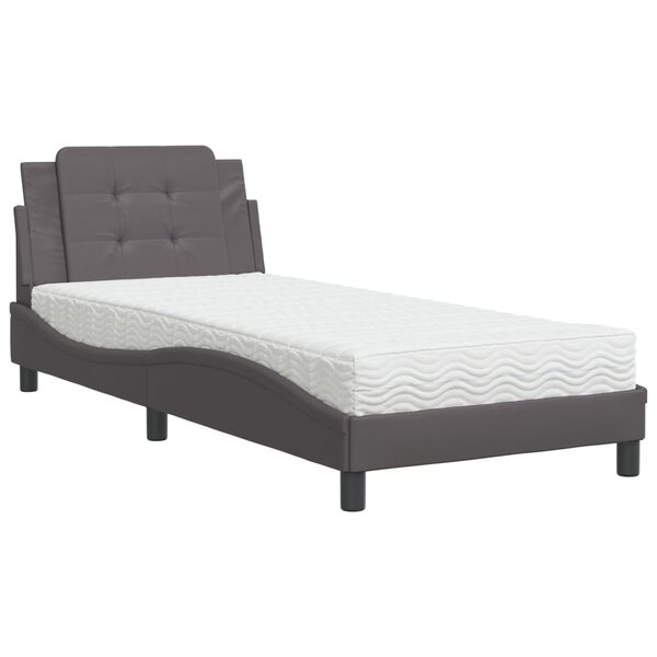 vidaXL Lit avec matelas gris 100x200 cm similicuir