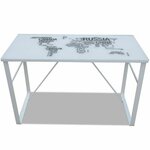 Bureau table meuble travail informatique rectangulaire avec motif de carte du monde 0502064